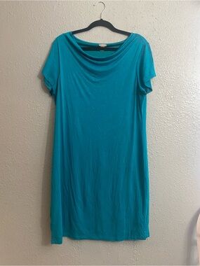 Chico's Teal Short Sleeve Top with Cowl Neck